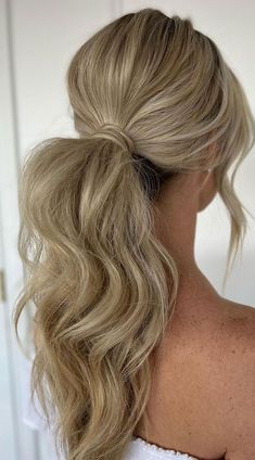 Wedding Ponytails For Long Hair, Deb Hair, Tail Ideas, Wedding Ponytail Hairstyles, Gorgeous Wedding Hairstyles, Wedding Ponytail, Tail Hairstyle