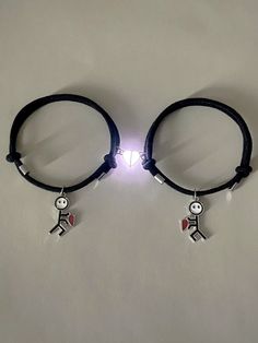 2pcs Couple Grow In The Dark Black Pink Heart Magnetic Personality Charm Bracelet For Women Loved Ones Holiday Gifts Multicolor    Polyester     Women Fashion Jewelry, size features are:Bust: ,Length: ,Sleeve Length: Magnetic Personality, Bff Jewelry, Bff Necklaces, Watches Women Fashion, Cute Bracelets, Bracelet For Women, Loved Ones, Pink Heart, Dark Black