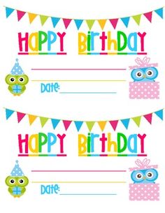 two birthday cards with an owl theme