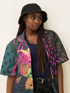 Check out this bold button-down shirt with a trendy oversized fit, that works well for outfit layering! 👾 Retro Anime "Haunted 24/7" Button-Down Shirt 🌐 Immerse yourself in the digital labyrinth with our "Haunted 24/7" Hawaiian Shirt Shirt, where cyberpunk meets street art in a captivating dance of pixels and human emotion. This shirt is your perfect summer companion, offering both groundbreaking style and exceptional comfort. Product Highlights: 🎨 Striking Artwork: Featuring the "Haunted 24/ Button-up Shirt With Button Closure For Streetwear, Trendy Tops With Buttons For Streetwear, Graphic Print Button-up Shirt For Streetwear, Punk Multicolor Tops For Streetwear, Punk Style Streetwear Shirt For Summer, Punk Style Summer Streetwear Shirt, Trendy Button-up Tops For Streetwear, Summer Punk Shirt For Alternative Fashion, Green Button-up Shirt For Streetwear