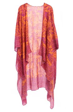 Whether you're going for a stroll under the sun or out for an evening, this ultra lightweight duster will radiate opulence. 26" L x 51" W Open front 3/4 length sleeves
 Side vents All-over print Woven 100% rayon Hand wash cold, line dry Imported Model stats: 5'10", 32" bust, 25" waist, 36" hip. Holiday Pajamas, Kids Uggs, Holiday Sweater, Cold Weather Accessories, Luxury Gifts, Short Rompers, Dress Romper, Holiday Dresses