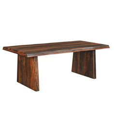 a wooden table sitting on top of a white background