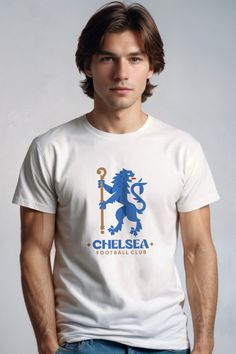 Chelsea T-shirt Crewneck Short Sleeve White and Black Gifts for Him, High Quality Newest Graphic Design Soccer Player - Etsy Fan Merchandise Cotton Crew Neck T-shirt, Fan Merchandise Cotton T-shirt With Crew Neck, Fan Merchandise Cotton T-shirt Crew Neck, Cotton Crew Neck T-shirt For Fan Merchandise, Fan Apparel T-shirt With Branding And Crew Neck, Chelsea Football Club, Black Gifts, Chelsea Football, Soccer Player