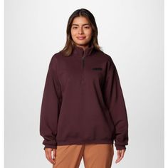 Layer on the warmth in this soft quarter-zip pullover made with a soft cotton blend and ribbed detailing for a finished look. Columbia Sportswear, Quarter Zip Pullover, Quarter Zip, Columbia, Cotton Blend, Red, Fabric