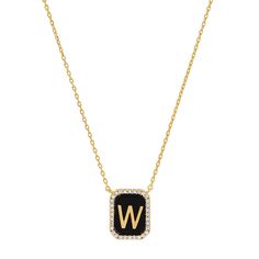 Your favorite initial, on a chain, set in onyx, accented with gorgeous cubic zirconias. Elegant, enticing, and borderline imperial, this piece will give you a sophistication that a hundred years ago could only be bought if you were a mob boss's side-piece. Gold plated bass, onyx, CZ 16 inch chain, adjustable to 18 inches TN-3367-1 (All letters available) Monogram Pendant Necklace, Tai Jewelry, All Letters, Monogram Pendant, Onyx Gemstone, Modern Jewelry, Plate Sets, Timeless Elegance, Onyx