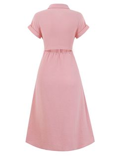 Turn heads in the playful Abigail Collared Midi Shirt Dress. This dress features a unique collared neckline and a flattering midi length, making it a versatile and stylish addition to your wardrobe. With its soft pink color, you'll stand out in any crowd. Perfect for adding a touch of fun to any occasion. Size Guide: Model is 5’7” tall, and has a 33.6” bust, 24.1” waist, & 35.2” hips. She is wearing a S / US 4 / AU 8. This dress is true to size. Material: 100% Polyester. Feature: Collared. Short Sleeves. Midi length. Front button closures. Cut-Out Back. Not Lined. Care Instructions: Machine wash / Cold hand wash Soft Pink Color, Midi Shirt Dress, Soft Pink, Midi Length, Pink Dress, Pink Color, Size Guide, New Dress, Cut Out