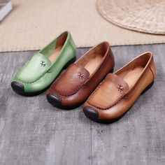 Brown Flat Loafers For Summer, Brown Slip-on Loafers For Summer, Brown Summer Loafers With Flat Heel, Summer Leather Shoes For Office, Summer Leather Flats For Office, Leather Flats For Office Use In Summer, Leather Flats For Office Wear In Summer, Summer Leather Office Shoes, Summer Office Leather Shoes