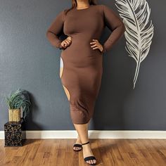 Shein Sxy Brown Dress Whew, This Is A Hot Dress! Size 10/12 Tried On Multiple Occasions Model Is 5'3 And Usually A Size Xl/L #Nwt #Sexy #Hot #Nwt Dresses Shein, Shein Dress, Shein Dresses, Hot Dress, Brown Dress, Colorful Dresses, Midi Dress, Size 10, Womens Dresses