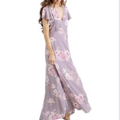 Gorgeous New Charlotte Wrap Maxi Dress By Morning Lavendar In Lavendar Floral Color. 100% Polyester, Lined. Hand Wash Cold Or Dry Clean. Approx 39" Bust, 58" Length, Adjustable Waist (Wrap Style). Medium Womans Use Code: Peruvianjewel When Signing Up For A Poshmark Account To Receive $10 Off Your First Purchase From Poshmark In Any Closet! Kg. #2 Rack Side Lavender V-neck Maxi Dress For Spring, Purple Fitted Maxi Dress, Feminine Fitted Lavender Maxi Dress, Fitted Lavender Feminine Maxi Dress, Purple Short Sleeve Maxi Dress, Summer Lavender Fitted Maxi Dress, Spring Lavender Maxi Dress, Lavender V-neck Floral Print Maxi Dress, Lavender Floral Print V-neck Maxi Dress