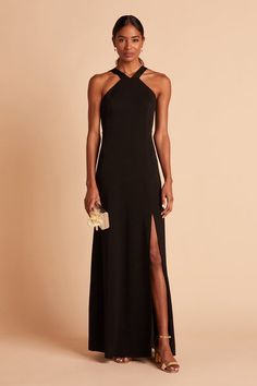 a woman in a black dress with the words $ 99 bridesmaid dresses