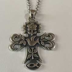 James Avery, 18 Inch, .925, La Primavera, Cross Pendant And Chain, Markings On Both James Avery Jewelry, James Avery, Cross Pendant, Womens Jewelry Necklace, Jewelry Necklaces, Women Jewelry, Necklaces, Chain, Pendant