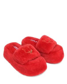 Ivy Shearling Red Cute Online Clothing Stores, Fashion Collection Inspiration, Naked Wolfe, Icon Shoes, Custom Label, Fashion Icon, Pink Logo, Pretty Shoes, Heeled Loafers