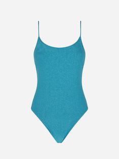 One piece swimsuitLurex light blue solid colorDeep neckline on the backAdjustable strapsComposition: 90% Polyamide 10% Elastane, Shiny Texture Fabric Blue Spaghetti Strap Bodysuit For Summer, Blue Spaghetti Straps Bodysuit For Summer, Blue Seamless Bodysuit For Pool, Seamless Blue Bodysuit For Pool, Blue One-piece Seamless Swimwear, Blue Seamless Bodysuit For Beachwear, Blue Seamless Backless Swimwear, Seamless Backless Blue Swimwear, Blue Fitted Bodysuit With Spaghetti Straps