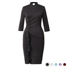 Women's Clergy Dress Tab Collar Priest Peplum Dress Clerical Dress 6 Colors | eBay Elegant Non-stretch Dress With Ruffles, Elegant Non-stretch Ruffled Dress, Elegant Non-stretch Ruffle Dress, Elegant Non-stretch Ruffled Mini Dress, Elegant Non-stretch Mini Dress With Ruffles, Elegant Non-stretch Sheath Dress, Non-stretch Elegant Sheath Dress, Office Pleated Fitted Mini Dress, Elegant Pleated Shift Dress