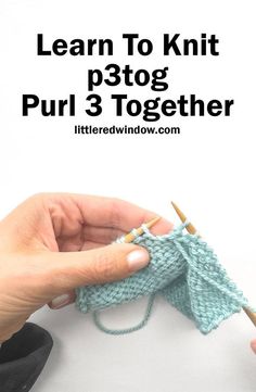 someone is knitting the yarn together to make a knitted scarf with text overlay