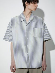 It is a short sleeves shirt with open collar neckline. The stripe pattern makes refreshing and casual mood. Made of cotton fabric, the shirt has comfy fit and soft touch.- Open collar- Button closure- Round hem- Chest pocket Short Sleeves Shirt, Striped Short Sleeve Shirt, Comfy Fits, Striped Shorts, Stripes Pattern, Chest Pocket, Short Sleeve Shirt, Cotton Fabric, Short Sleeves