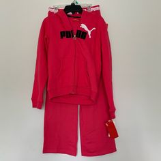 Puma Girls Matching Hoodie 2-Piece Sweat Set Size: Xlarge New With Tags!!! Never Worn!!! Sweat Set, Xl Girls, Matching Sets, 2 Piece, Tags, Pink, Quick Saves, Color