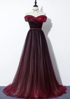 Prom Dress Tulle, Red Gradient, A Line Evening Dress, Tulle Evening Dress, Make Your Own Dress, Dress Tulle, Wedding Party Dress, فستان سهرة, Dress A Line