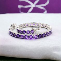 Natural Amethyst Bracelet, Amethyst Tennis Bracelet, 925 Sterling Silver, Amethyst Jewelry, February Birthstone, Gift For Her, Women, Wife. PRODUCT CODE --- GSBR-001 STONE --- NATURAL AMETHYST GEMSTONE BIRTHSTONE --- FEBRUARY METAL --- 925 STERLING SILVER PRODUCTS TYPE --- BRACELET STONE DIMENSION --- 6X4MM Amethyst Benefits- * A gorgeous purple gemstone, the Amethyst is said to bring strength, courage, and peace to the wearer. * These benefits can help promote healing. * It's a soothing stone w Purple Round Tennis Bracelet For Formal Occasions, Elegant Round Amethyst Sterling Silver Bracelet, Elegant Sterling Silver Round Amethyst Bracelet, Purple Tennis Bracelet For Anniversary, Elegant Purple Sterling Silver Bracelet, Elegant Round Amethyst Crystal Bracelet, Elegant Amethyst Bracelet, Elegant Purple Round Crystal Bracelet, Elegant Round Purple Crystal Bracelet