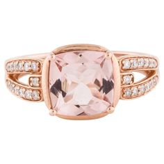 This is a delicate cushion-shaped natural morganite and diamond ring set in solid 14K rose gold. This ring features a stunning natural cushion-cut morganite stone with excellent clear color (AAA quality gem). This ring showcases 2.39 carat of AAA quality peach morganite! ***** Details: Metal: Rose Gold ►Gold Purity 14K ►Natural Gemstone: Natural Morganite Cushion (Part of the Beryl Family) ►Gemstone Weight: 2.39 carat ►Gemstone Color: Peachy Pink ►Gemstone Size/Shape: Cushion ►Gemstone Origin: Mozambique ►Natural Diamonds: 0.18 carat ►Diamond Color & Clarity: G-H SI1-2 ►Total Item Weight: 4.5 grams ►Style no.: SLR- 1166 ►Item No.: MGR149 ►Estimated Retail Value: $3000 Morganite Pendant, Engagement Rings Vintage Halo, Peach Morganite, Diamond Ring Set, Rose Gold Morganite, Morganite Diamond, Gold Cocktail Ring, Contemporary Ring, Gold Cocktail