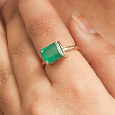 Emerald cut emerald claw prong set signet ring gold | Natural emerald cut emerald minimal ring gold | Emerald octagon cut signet ring gold STONE DETAILS : ✦ Gemstone : Emerald ✦ Gemstone Type : Natural ✦ Gemstone Size : 11x8 MM ✦ Gemstone Shape : Emerald cut / Octagon cut ✦ Number of gemstones : 1 ✦ Gemstone Weight : 4.440Carats ✦ Gemstone Grade : AAA METAL DETAILS : ✦ Metal : 14K/18K Gold ✦ Metal Color : Yellow / White / Rose Gold ✦ Setting : Bezel Setting / Flush Setting ✦ Ring Box : Yes SHIPP Minimalist Emerald Cut Emerald Ring For May, Minimalist Emerald Cut Emerald Ring, Emerald Cut Emerald Signet Ring, 14k Gold Emerald Ring With Octagon Prong Setting, Octagon Emerald Ring In 14k Gold With Prong Setting, 14k Gold Octagon Emerald Ring With Prong Setting, Emerald Octagon Ring With Diamond Cut, Octagon Solitaire Emerald Ring, Fine Jewelry Solitaire Emerald Ring With Rectangular Stone