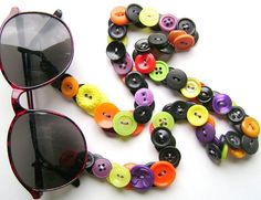 Eyeglass Chain in Vintage Buttons  Black with Fruity Colors by MRSButtons, $32.00 Lost & Found, Trendy Colors, Fall And Winter, Round Sunglasses, Lost