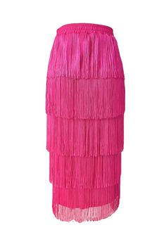 *Tiered fringe midi skirt*Elastic waist*100%Polyester**Small Size*Waist : 26.75 inches(with stretch)*Hip: 37 inches*Hem : 35.5 inches*Length : 30 inches Fringe Midi Skirt, Church Skirts, Wedding Guest Skirt, Hot Pink Skirt, Fancy Skirts, Hot Pink Tops, Lace Top Dress, Lady Style, Green With Envy