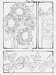 coloring pages with sunflowers and butterflies