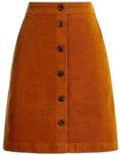 Fall Cotton Skirt With Buttons, Corduroy Skirt With Buttons, Brown Cotton Skirt With Buttons, Spring Corduroy Skirt With Buttons, Mustard Orange, Orange Gold, Knee Length Skirt, Yellow Orange, Orange Yellow