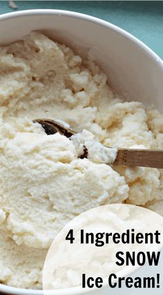 four ingredient snow ice cream in a white bowl