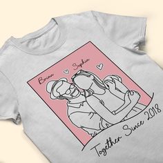 Finding the perfect gift for your favorite couple? These matching personalized shirts are a thoughtful and unique present they'll adore! Surprise them on their anniversary, birthday, or another special occasion with matching tees celebrating their partnership. Or give them as a cute gift for any weekend or date night - they'll love wearing them together while running errands, cuddling at home, or being out on the town. Every time they slip them on, they'll be reminded of your thoughtful, couple- Matching Shirts For Couples, Couple Line Art, Engraved Whiskey Glass, Mom Daughter Gifts, Canvas Beach Bag, Leather Flask, Matching Couple Shirts, Matching Tees, Couple Matching