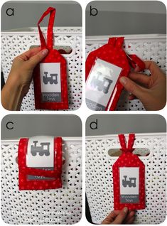 the instructions for how to make an ornament with red ribbon and white polka dots