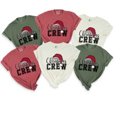 ❣️PLEASE SEND A MESSAGE WITH ANY QUESTIONS BEFORE PLACING AN ORDER❣️ 🎅🏼 Add a personal touch by customizing with your family name, group title, or any special name of your choice inside the hat. Whether you're celebrating with your family, friends, coworkers, or cousins, this shirt is the perfect way to unite your crew for the season! Details: 🎄Customize with your family name or group (e.g., Smith Christmas Crew, Cousins Christmas Crew) 🎄Available in multiple sizes and colors to mix and matc Christmas Crew Neck T-shirt With Letter Print, Christmas Letter Print Crew Neck T-shirt, Christmas Letter Print Crew Neck Tops, Christmas Cotton T-shirt, Christmas Letter Print Cotton Tops, Christmas Crew Neck Cotton Shirt, Christmas Cotton Shirt, Custom Christmas Shirts, Cousins Christmas