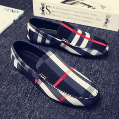 black white red strip slip on walking shoes Italian Loafers, Pattern Shoes, Leather Shoes Men, Street Wear Urban, Hip Hop Fashion, Italian Style, Shoes Men, Online Clothing Stores, Salvatore Ferragamo Flats