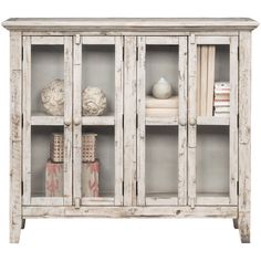 Rustic Shores 4 Door Cabinet - 1610483 Small Glass Cabinet, Bed Inspo, Cottage Makeover, Door Catches, Kitchen Dining Sets, Glass Cabinet Doors, Rocker Recliners, Living Room Shop, Door Cabinet