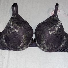 Body By Victoria Perfect Shape Bra Size 36b New With Tags Beautiful Grey Color With Silver Shimmer Lace Light Push Up Padding Adjustable Straps Victoria’s Secret Brand Victoria's Secret Gray Bra, Fitted Silver Bra, Elegant Fitted Silver Bra, Silver Elegant Fitted Bra, Elegant Gray Underwire Bra, Elegant Fitted Gray Bra, Elegant Silver Underwire Bra, Push Up Pads, Grey Color