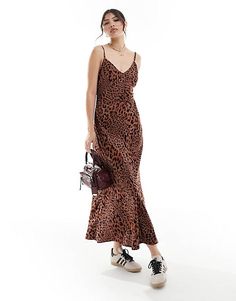 ASOS DESIGN maxi slip dress in spun in animal print | ASOS Casual Leopard Print Maxi Dress With V-neck, Dress Animal Print, Animal Print Fashion, Maxi Slip Dress, Leopard Dress, Print Trends, Dress Details, Fall Fashion, Designer Dresses