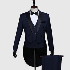 Winter Single Breasted Tuxedo For Black-tie Events, Winter Black-tie Single Breasted Tuxedo, Formal Tuxedo Suit For Winter, Winter Suits For Black-tie Events With Lapel Collar, Formal Winter Tuxedo Suit, Elegant Double-breasted Tuxedo In Suiting Fabric, Elegant Blue Double Breasted Winter Suit, Fitted Tuxedo For Winter Black-tie Events, Semi-formal Tuxedo With Suit Collar For Winter