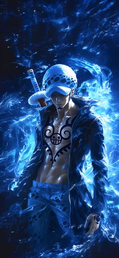 Mesmerizing and powerful fan art of Trafalgar Law from One Piece. Trafalgar Law Wallpapers, Trafalgar D Water Law, 3d Karakter, رورونوا زورو, One Piece Cartoon, One Peice Anime, Wallpaper Animes, Trafalgar Law, One Piece Drawing