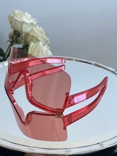 Brand new Gucci GG1631S 001 Sunglasses. Color: Red. Shape: Oversized Mask. Lens Width: 99mm. Lens Bridge: 1mm. Arm Length: 125mm. Lens Color: Tinted Red. Features: No comments needed. These speak for themselves. Made in: Italy. Retail Price: $390. Arrives in Gucci jewel-toned velvet case with matching satin pouch, cleaning cloth, and authenticity card. All items are guaranteed 100% authentic and brand new. Modern Pink Shield Sunglasses With Polarized Lenses, Pink Plastic Shield Sunglasses With Uva Protection, Modern Pink Shield Sunglasses With Mirrored Lenses, Rimless Glass Shield Sunglasses With Uva Protection, Pink Anti-reflective Plastic Shield Sunglasses, Pink Anti-reflective Shield Sunglasses, Modern Pink Shield Sunglasses For Outdoor, Gucci Red Sunglasses With Uv Protection, Red Gucci Sunglasses With Uv Protection