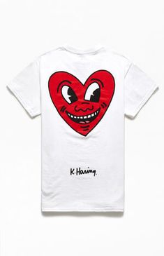 Keith Haring Heart T-Shirt | PacSun Keith Haring Shirt, Keith Haring Heart, Pacsun Mens, White Graphic Tee, Heart T Shirt, Keith Haring, Heart Shirt, Top Graphic Tees, Mens Tee Shirts