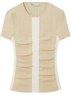 sand beige wool blend fine knit ruched detailing crew neck Tory Burch Outfits, Fantasy Gowns, Yoko London, City Dress, Knitted Tops, Sand Beige, Van Cleef Arpels, Dolce & Gabbana, Lady Dior