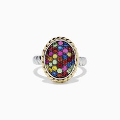 Effy Mosaic Sterling Silver & 18K Gold Multi Sapphire Ring, 1.22 TCW Gold N, Multi Sapphire, Sapphire Ring, 18k Gold, Gemstone Rings, Mosaic, Sapphire, Sterling Silver, Gemstones