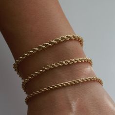 14K Gold Rope Chain Bracelet Dainty Gold Layering Bracelet - Etsy Armband Gold, Gold Chain Bracelet, Bracelet Minimalist, Gold Armband, Gold Rope Chains, Bracelet Dainty, Bracelet Online, Layered Jewelry, Jewelry Show