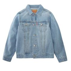 Levis Denim Trucker Jacket - Unisex Size 12-13 Yrs Kids Denim Jeans, Jean Jacket Hoodie, Levis Jean, Kids Jeans Jacket, Vintage Levis Denim Jacket, Light Wash Jean Jacket, Distressed Fabric, Levis Jean Jacket, Sherpa Denim Jacket