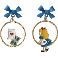 Alice In Wonderland Earrings Set. Features Cartoon Alice And Playing Cards. Estimated 1.5” Pendant Hangs From A Blue Bow. For Pierced Ears. Gold Tone. New! #Alicewonderland #Playingcards #Aliceearrings #Wonderlandwarrings #Disneyearrings Running Princess, Fairytale Ring, Princess Fantasy, Disney Earrings, Unique Earring, Princess Earrings, Princess Fairy, Fantasy Princess, Disney Alice