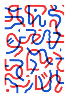 an abstract pattern with red, white and blue lines in the form of letters on a white background