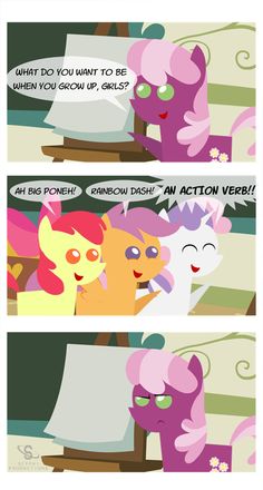 the comic strip shows how pinkie ponies are talking to each other