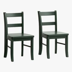 two wooden chairs side by side against a white background