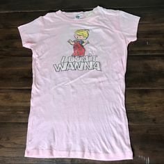 Nwt Fun Pink T-Shirt Tee From Aahs! This Is A Medium But It Seems Small So Please Look At Measurements That Were Taken Flat Width 14” Armpit-Armpit 15” Length 23.5” Arm Length 3.5” 90s Crew Neck Top With Front Print, 90s Style Crew Neck Top With Front Print, 90s Style Crew Neck T-shirt With Front Print, 90s Style T-shirt With Front Print, 90s Style Pre-shrunk Short Sleeve Shirt, 90s Short Sleeve T-shirt With Logo Print, 90s Style Short Sleeve Shirt With Logo Print, Dennis The Menace, Pink T Shirt